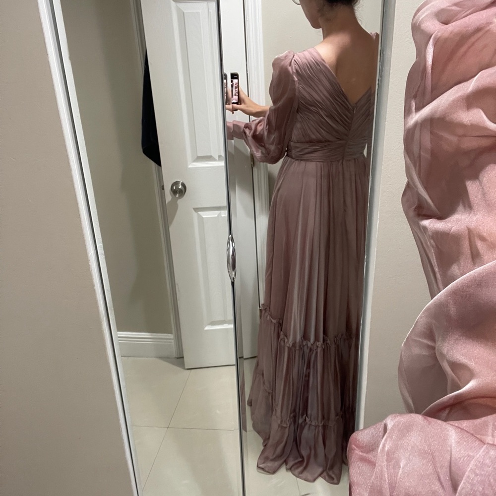Mac Duggal Faux Wrap Long Sleeve
Tiered Gown - Picture 9 of 9